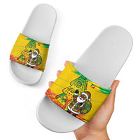 Congo Christmas Slide Sandals with African Santa Tribal Tree and Colorful Gift Design - Wonder Print Shop