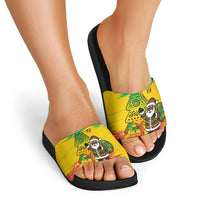 Congo Christmas Slide Sandals with African Santa Tribal Tree and Colorful Gift Design - Wonder Print Shop