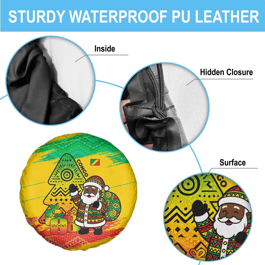 Congo Christmas Spare Tire Cover with African Santa Tribal Tree and Colorful Gift Design - Wonder Print Shop