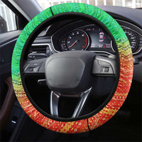 Congo Christmas Steering Wheel Cover with African Santa Tribal Tree and Colorful Gift Design - Wonder Print Shop