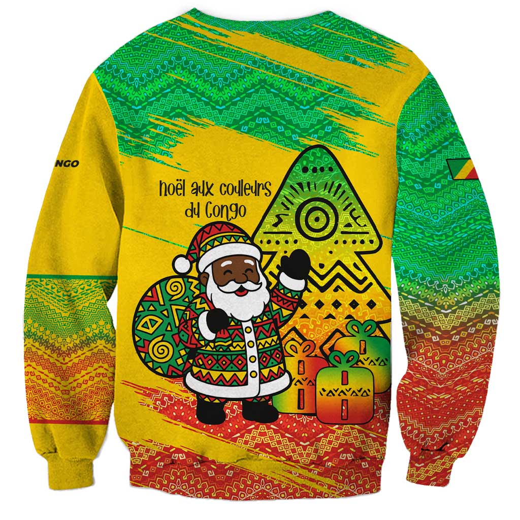 Congo Christmas Sweatshirt with African Santa Tribal Tree and Colorful Gift Design - Wonder Print Shop