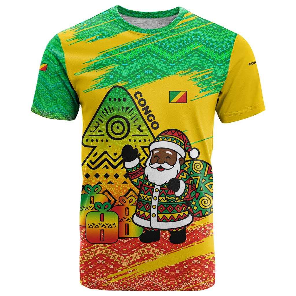 Congo Christmas T Shirt with African Santa Tribal Tree and Colorful Gift Design - Wonder Print Shop