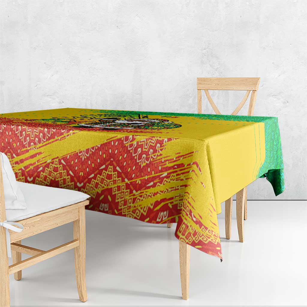 Congo Christmas Tablecloth with African Santa Tribal Tree and Colorful Gift Design - Wonder Print Shop