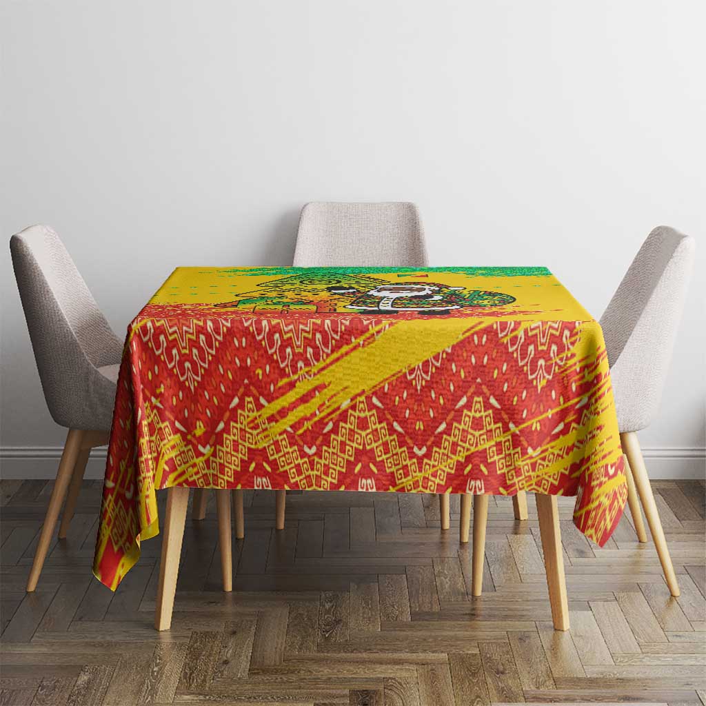 Congo Christmas Tablecloth with African Santa Tribal Tree and Colorful Gift Design - Wonder Print Shop