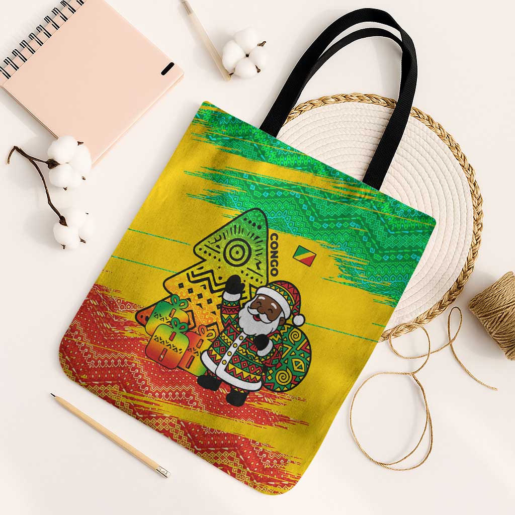 Congo Christmas Tote Bag with African Santa Tribal Tree and Colorful Gift Design - Wonder Print Shop