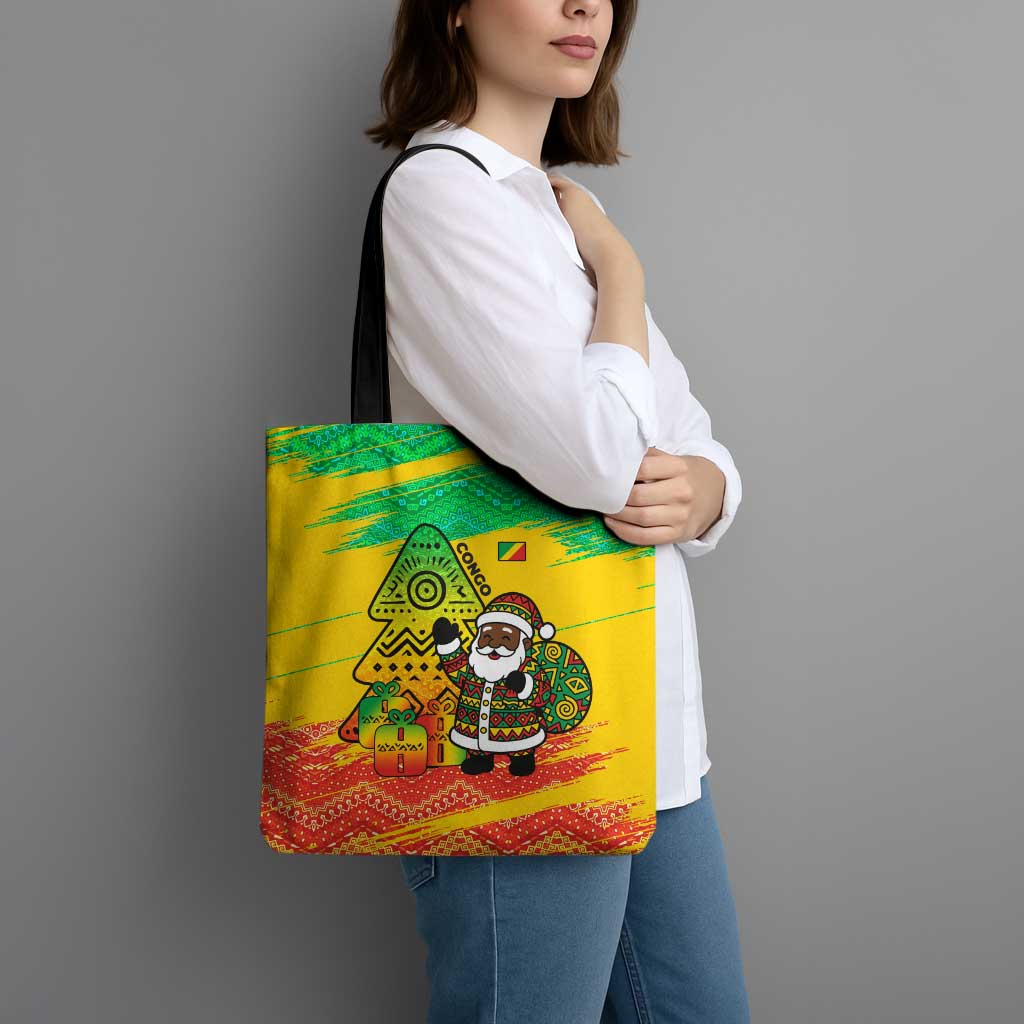 Congo Christmas Tote Bag with African Santa Tribal Tree and Colorful Gift Design - Wonder Print Shop