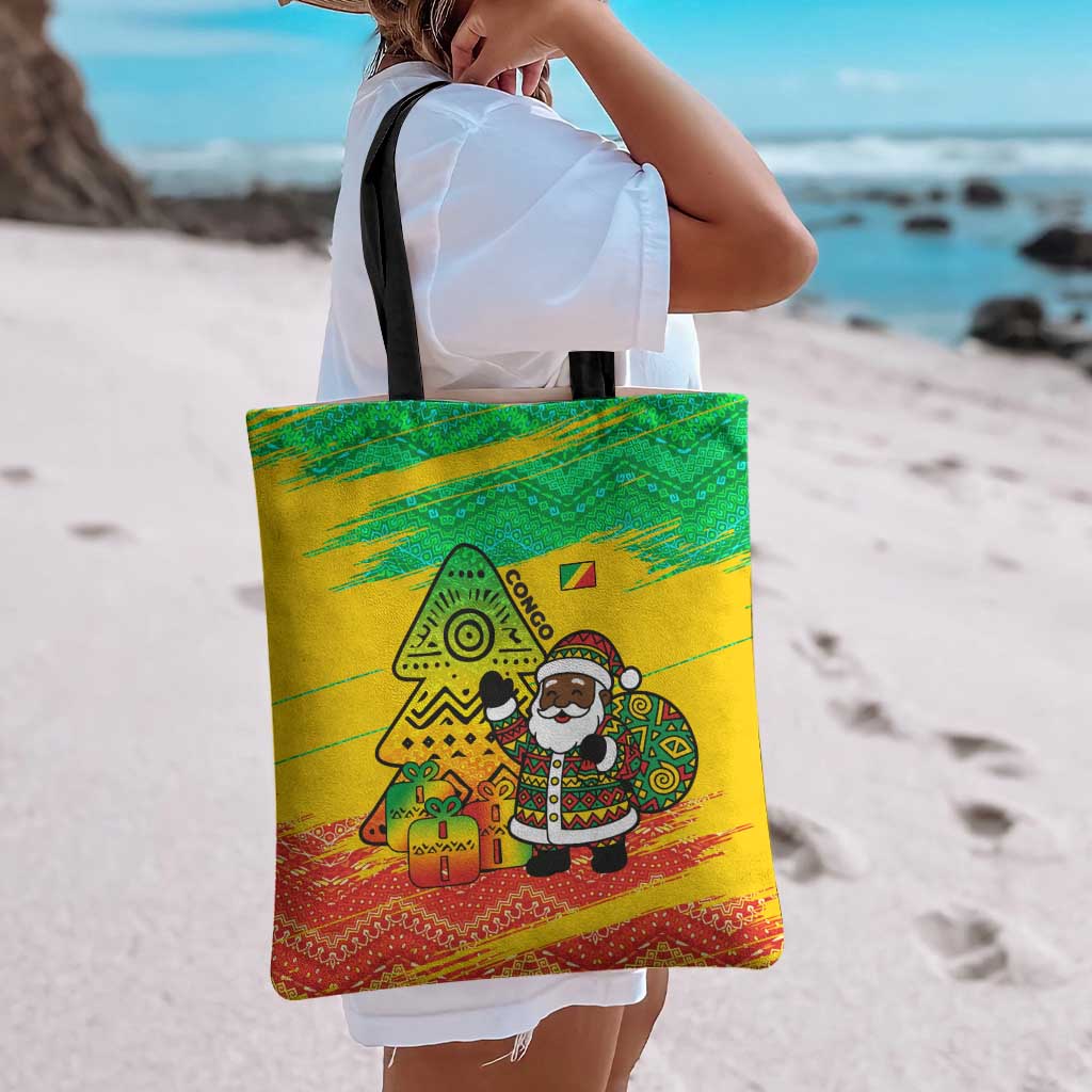 Congo Christmas Tote Bag with African Santa Tribal Tree and Colorful Gift Design - Wonder Print Shop