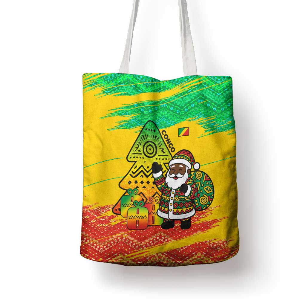 Congo Christmas Tote Bag with African Santa Tribal Tree and Colorful Gift Design - Wonder Print Shop