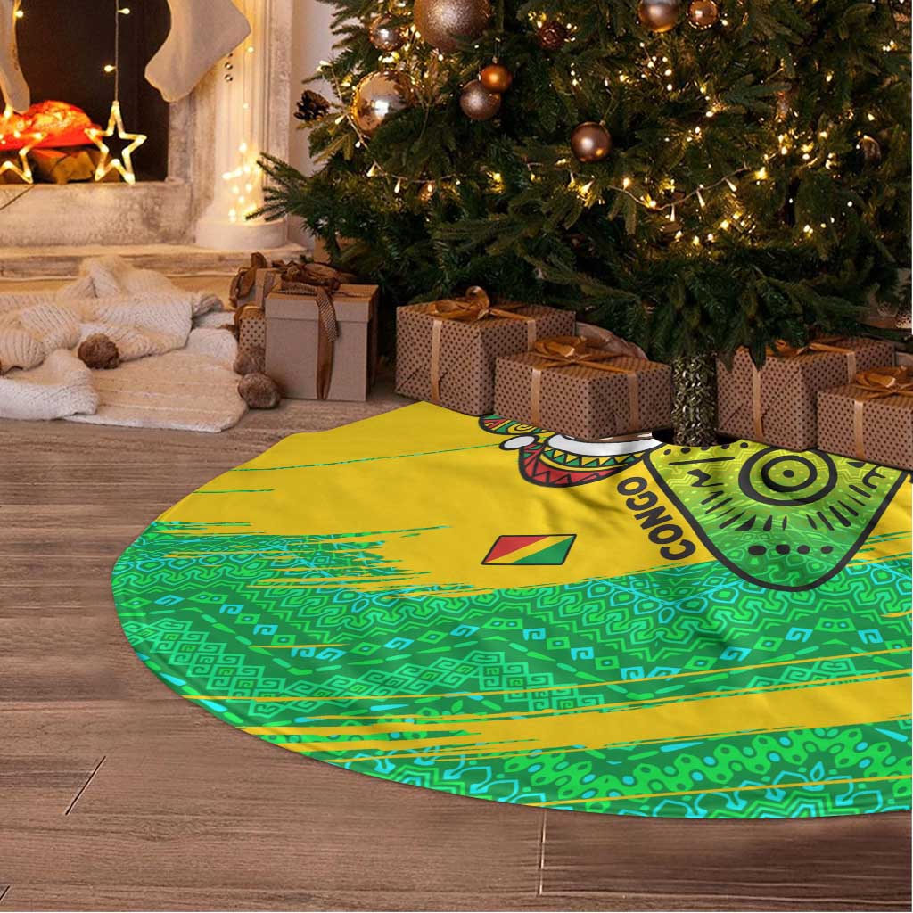 Congo Christmas Tree Skirt with African Santa Tribal Tree and Colorful Gift Design - Wonder Print Shop