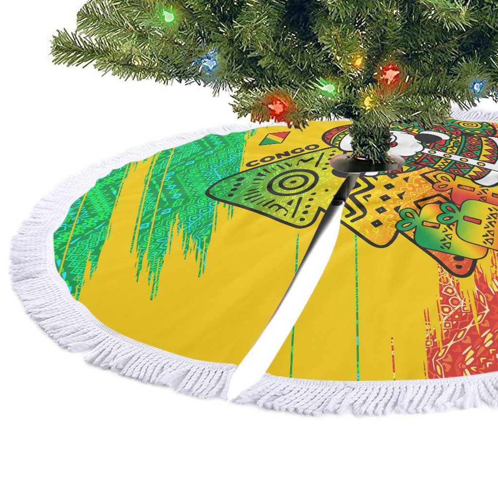 Congo Christmas Tree Skirt with African Santa Tribal Tree and Colorful Gift Design - Wonder Print Shop