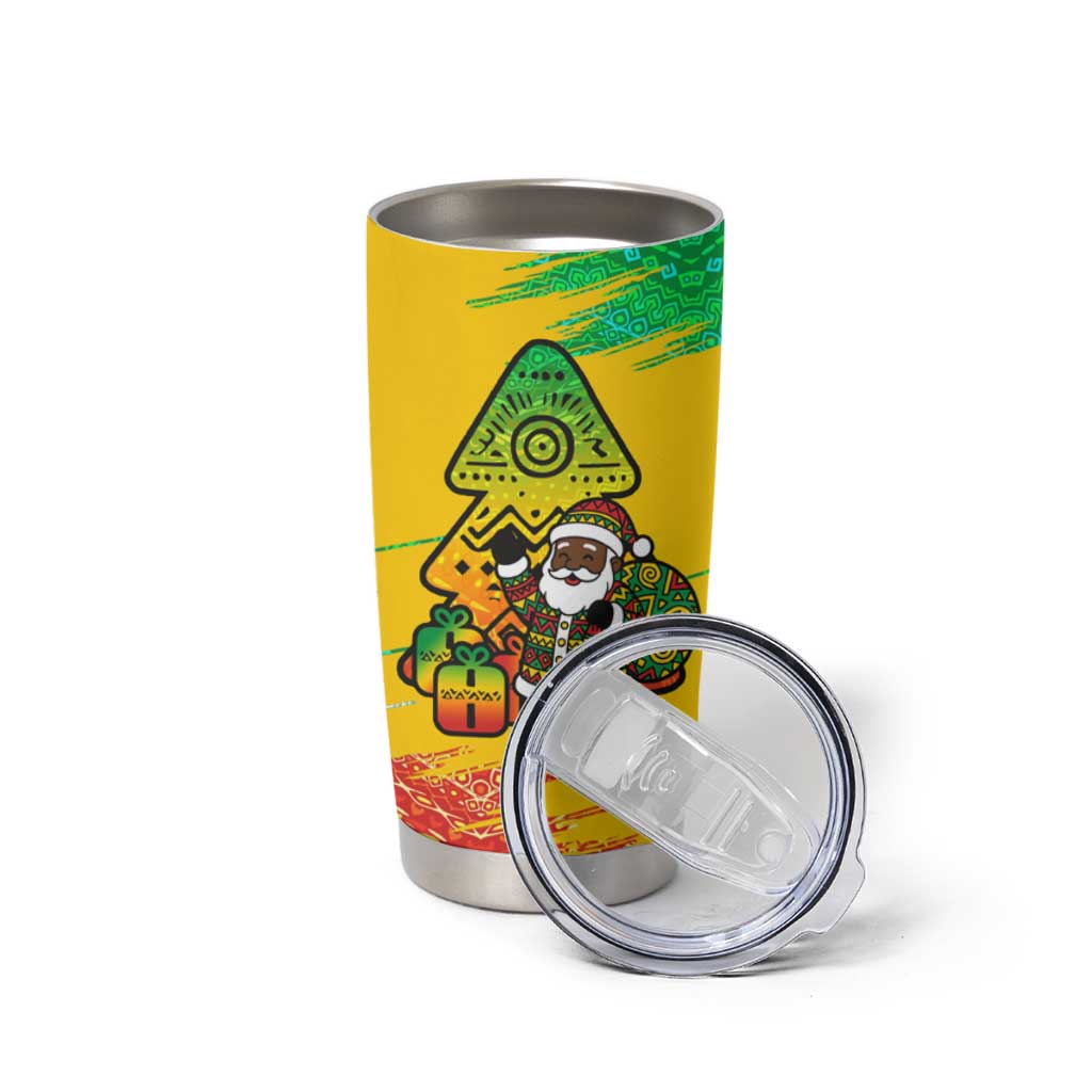 Congo Christmas Tumbler Cup with African Santa Tribal Tree and Colorful Gift Design - Wonder Print Shop