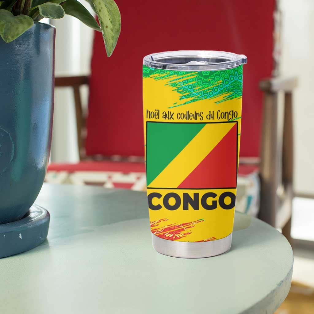 Congo Christmas Tumbler Cup with African Santa Tribal Tree and Colorful Gift Design - Wonder Print Shop