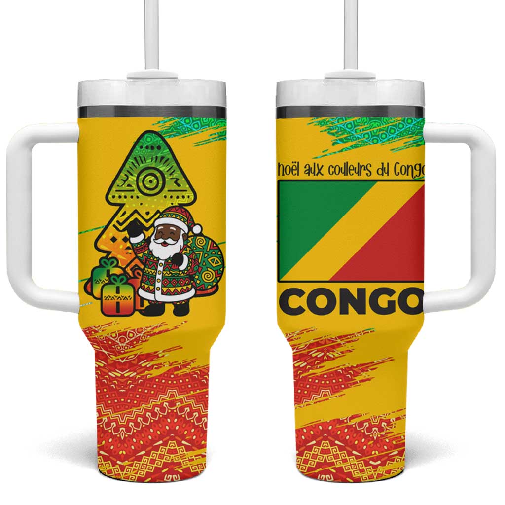 Congo Christmas Tumbler With Handle with African Santa Tribal Tree and Colorful Gift Design - Wonder Print Shop