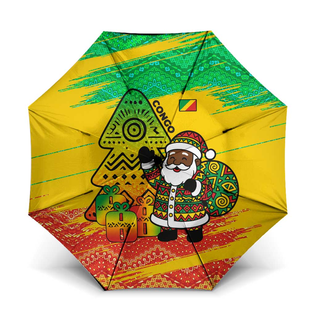 Congo Christmas Umbrella with African Santa Tribal Tree and Colorful Gift Design - Wonder Print Shop