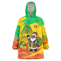 Congo Christmas Wearable Blanket Hoodie with African Santa Tribal Tree and Colorful Gift Design - Wonder Print Shop