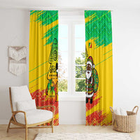 Congo Christmas Window Curtain with African Santa Tribal Tree and Colorful Gift Design - Wonder Print Shop