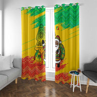 Congo Christmas Window Curtain with African Santa Tribal Tree and Colorful Gift Design - Wonder Print Shop