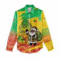 Congo Christmas Women Casual Shirt with African Santa Tribal Tree and Colorful Gift Design - Wonder Print Shop
