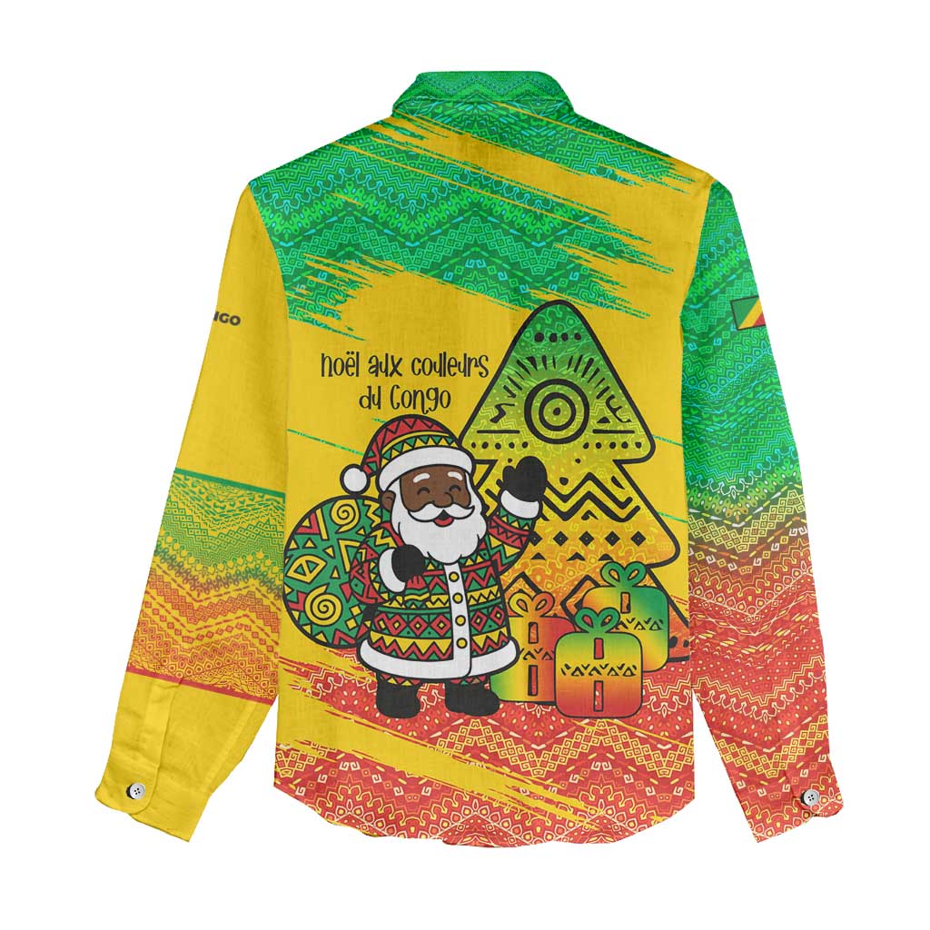 Congo Christmas Women Casual Shirt with African Santa Tribal Tree and Colorful Gift Design - Wonder Print Shop