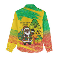 Congo Christmas Women Casual Shirt with African Santa Tribal Tree and Colorful Gift Design - Wonder Print Shop