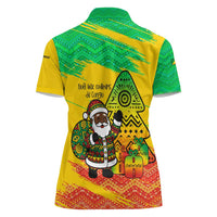 Congo Christmas Women Polo Shirt with African Santa Tribal Tree and Colorful Gift Design - Wonder Print Shop