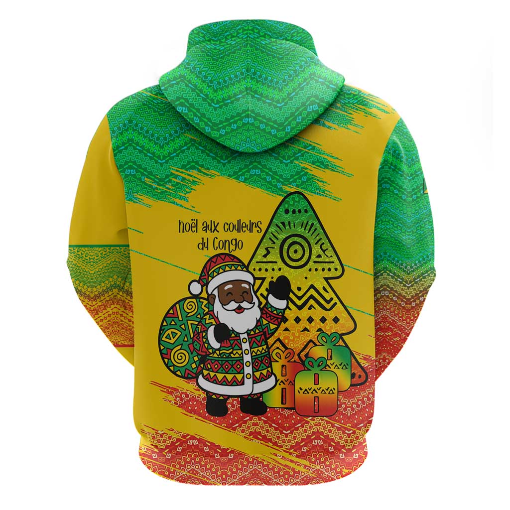 Congo Christmas Zip Hoodie with African Santa Tribal Tree and Colorful Gift Design - Wonder Print Shop