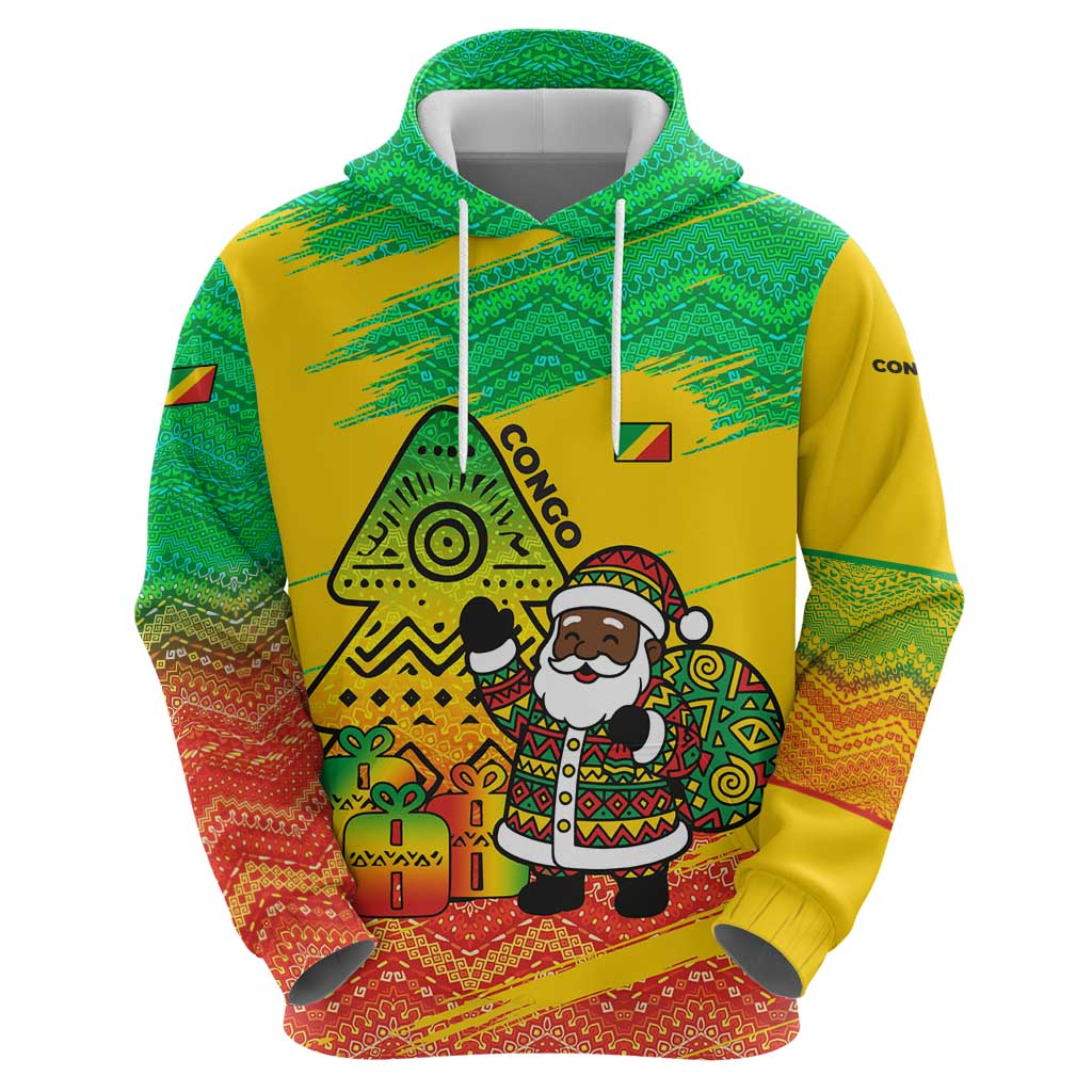 Congo Christmas Zip Hoodie with African Santa Tribal Tree and Colorful Gift Design - Wonder Print Shop