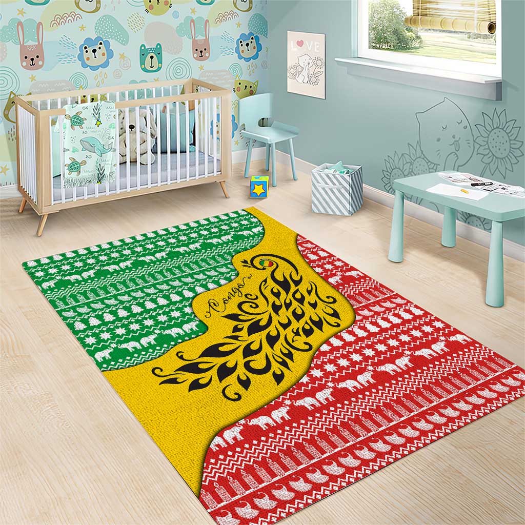Congo Christmas Area Rug with Tribal Tree Design Coat of Arms and Animal Pattern - Wonder Print Shop