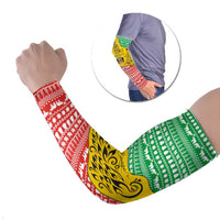 Congo Christmas Arm Sleeves with Tribal Tree Design Coat of Arms and Animal Pattern - Wonder Print Shop