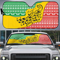 Congo Christmas Auto Sun Shade with Tribal Tree Design Coat of Arms and Animal Pattern - Wonder Print Shop