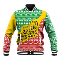 Congo Christmas Baseball Jacket with Tribal Tree Design Coat of Arms and Animal Pattern - Wonder Print Shop