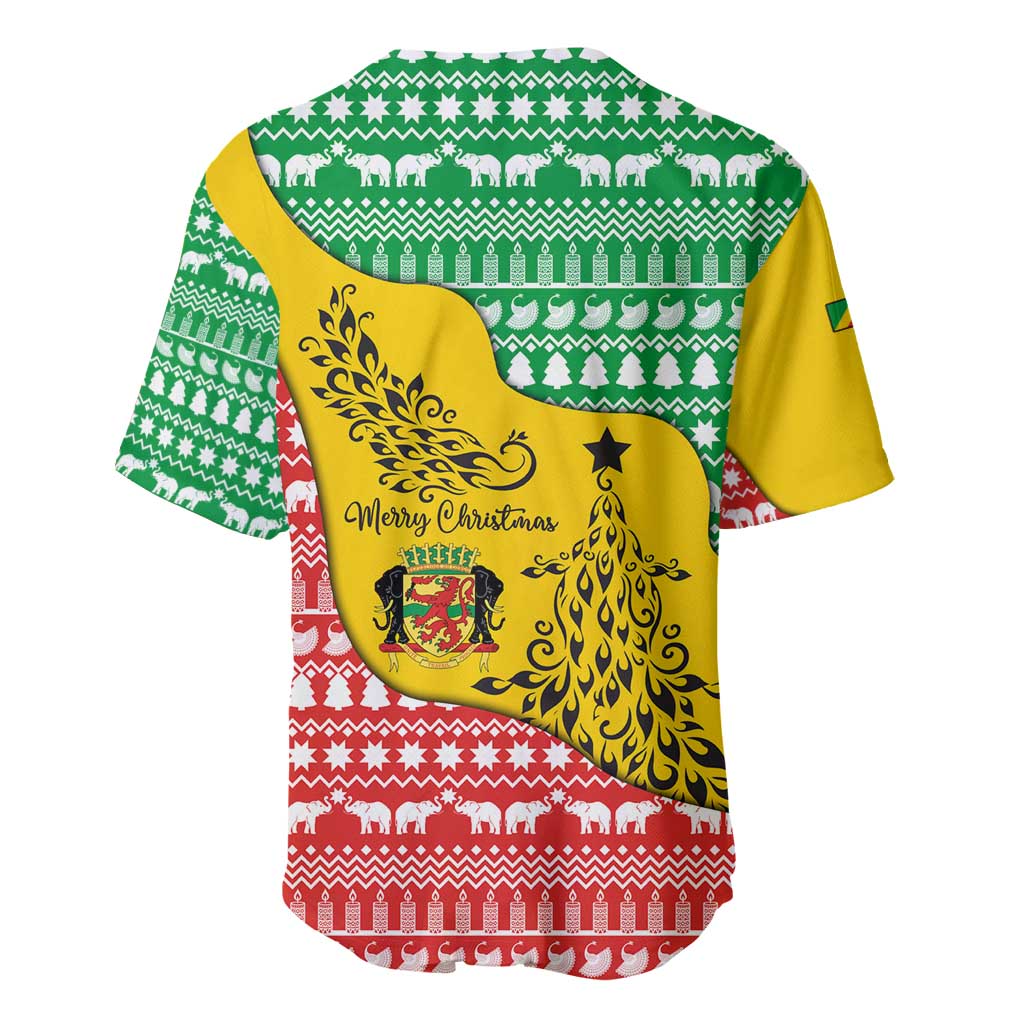 Congo Christmas Baseball Jersey with Tribal Tree Design Coat of Arms and Animal Pattern - Wonder Print Shop