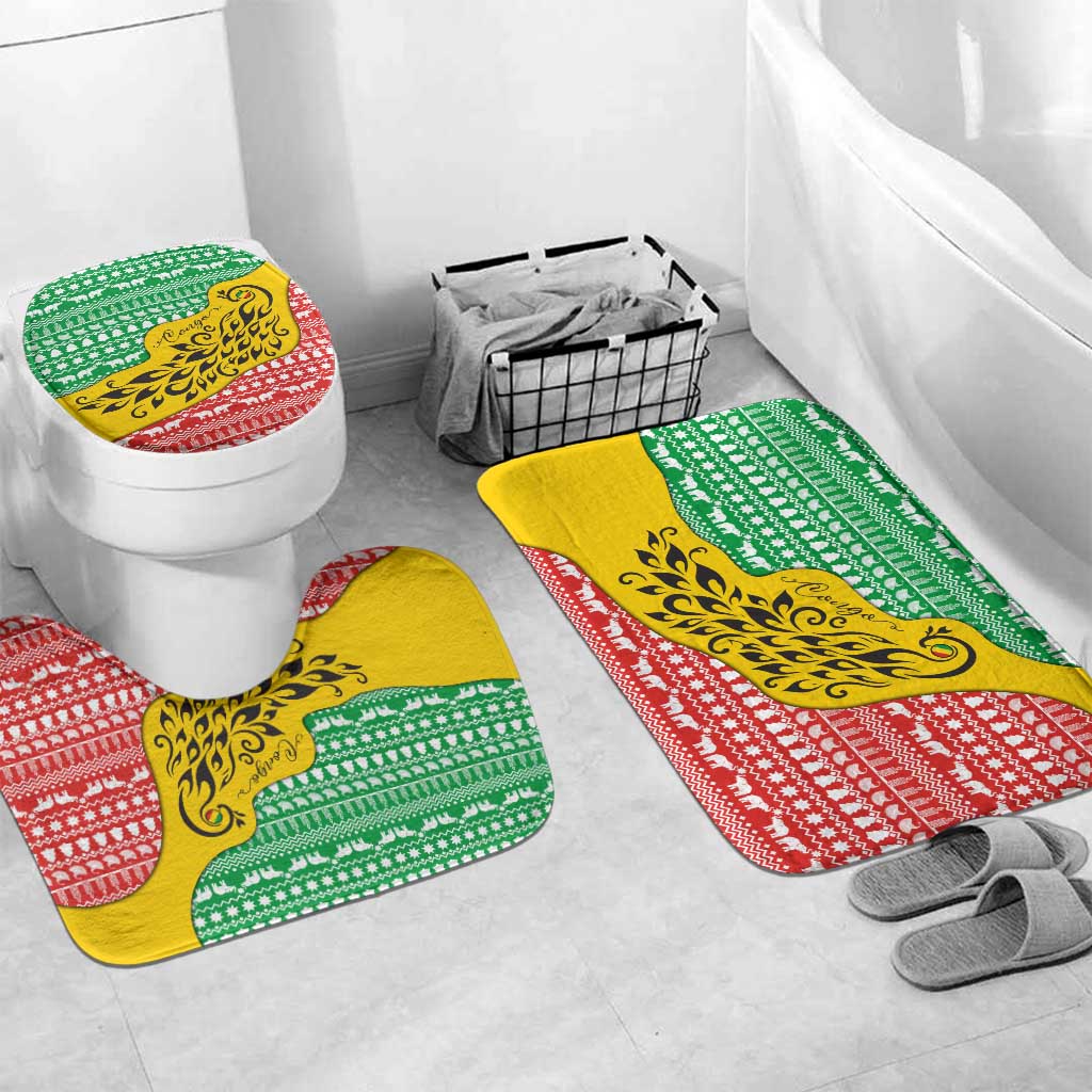 Congo Christmas Bathroom Set with Tribal Tree Design Coat of Arms and Animal Pattern - Wonder Print Shop