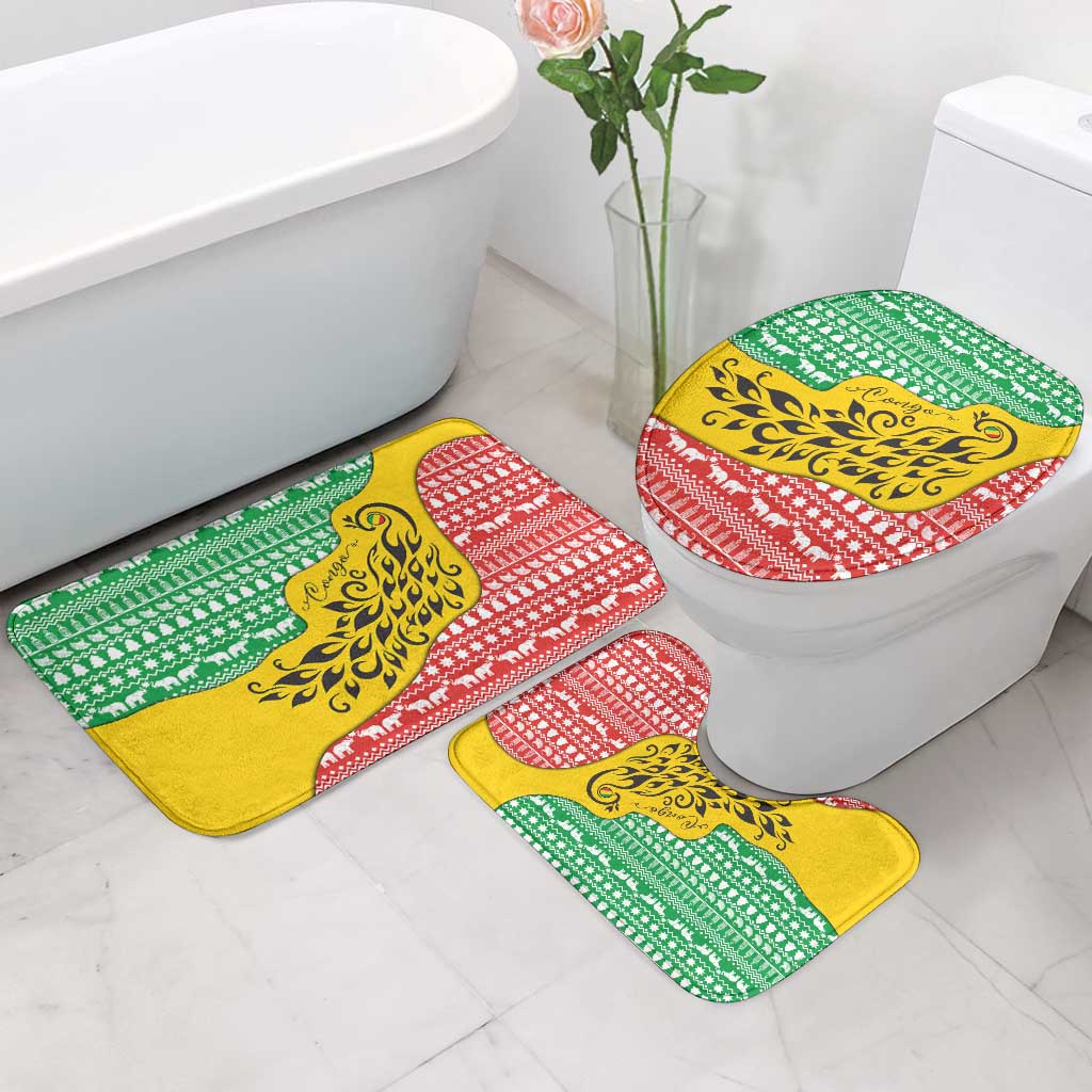 Congo Christmas Bathroom Set with Tribal Tree Design Coat of Arms and Animal Pattern - Wonder Print Shop