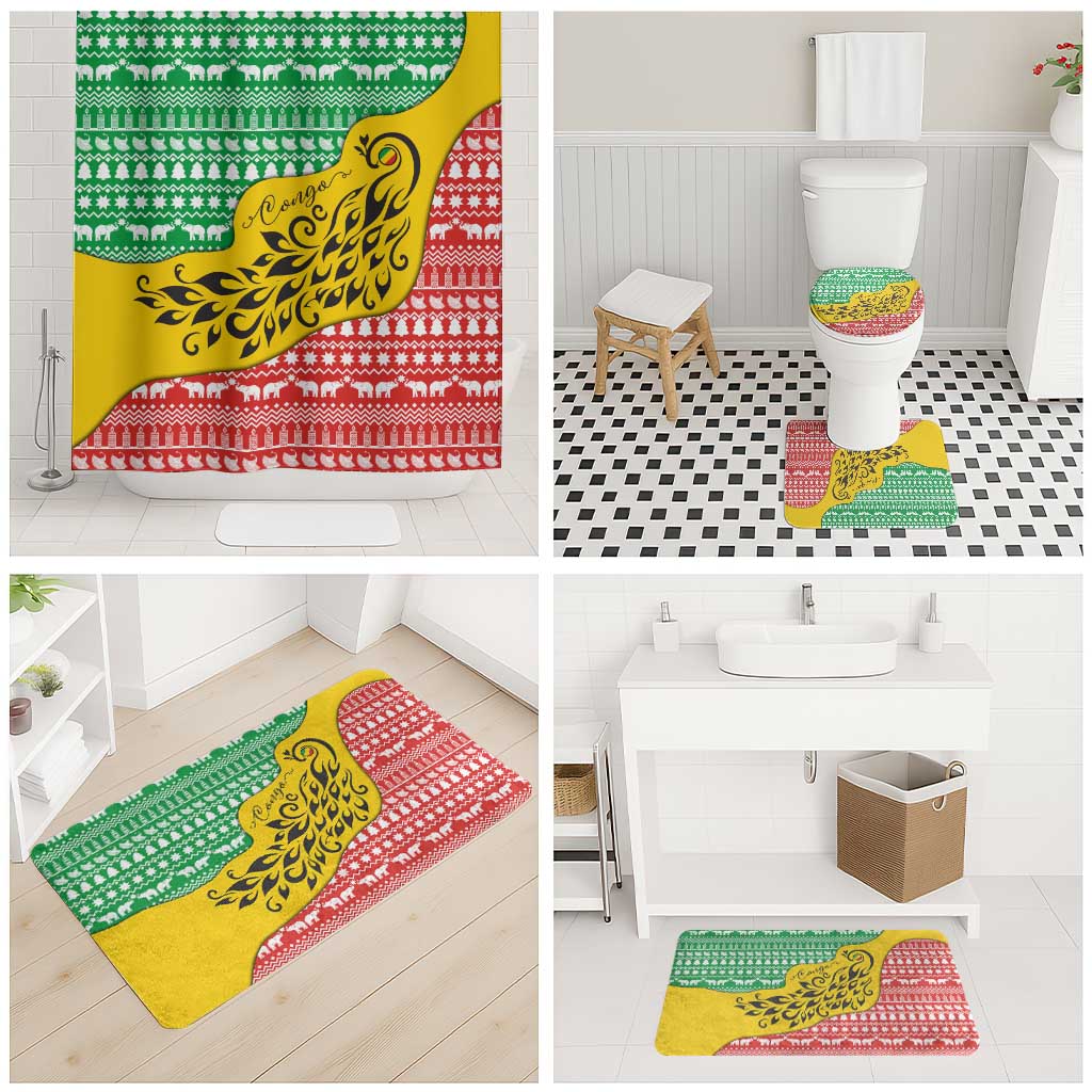 Congo Christmas Bathroom Set with Tribal Tree Design Coat of Arms and Animal Pattern - Wonder Print Shop