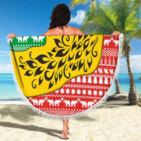 Congo Christmas Beach Blanket with Tribal Tree Design Coat of Arms and Animal Pattern - Wonder Print Shop