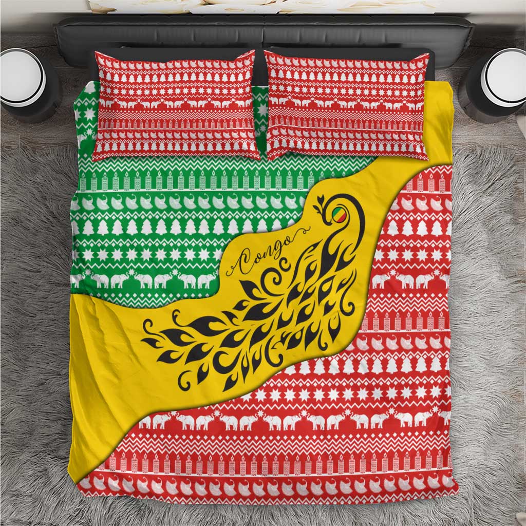 Congo Christmas Bedding Set with Tribal Tree Design Coat of Arms and Animal Pattern - Wonder Print Shop