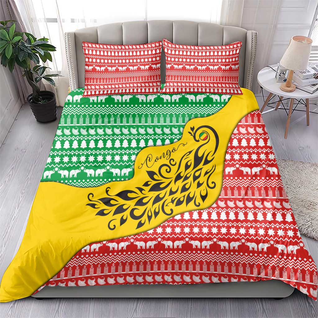 Congo Christmas Bedding Set with Tribal Tree Design Coat of Arms and Animal Pattern - Wonder Print Shop