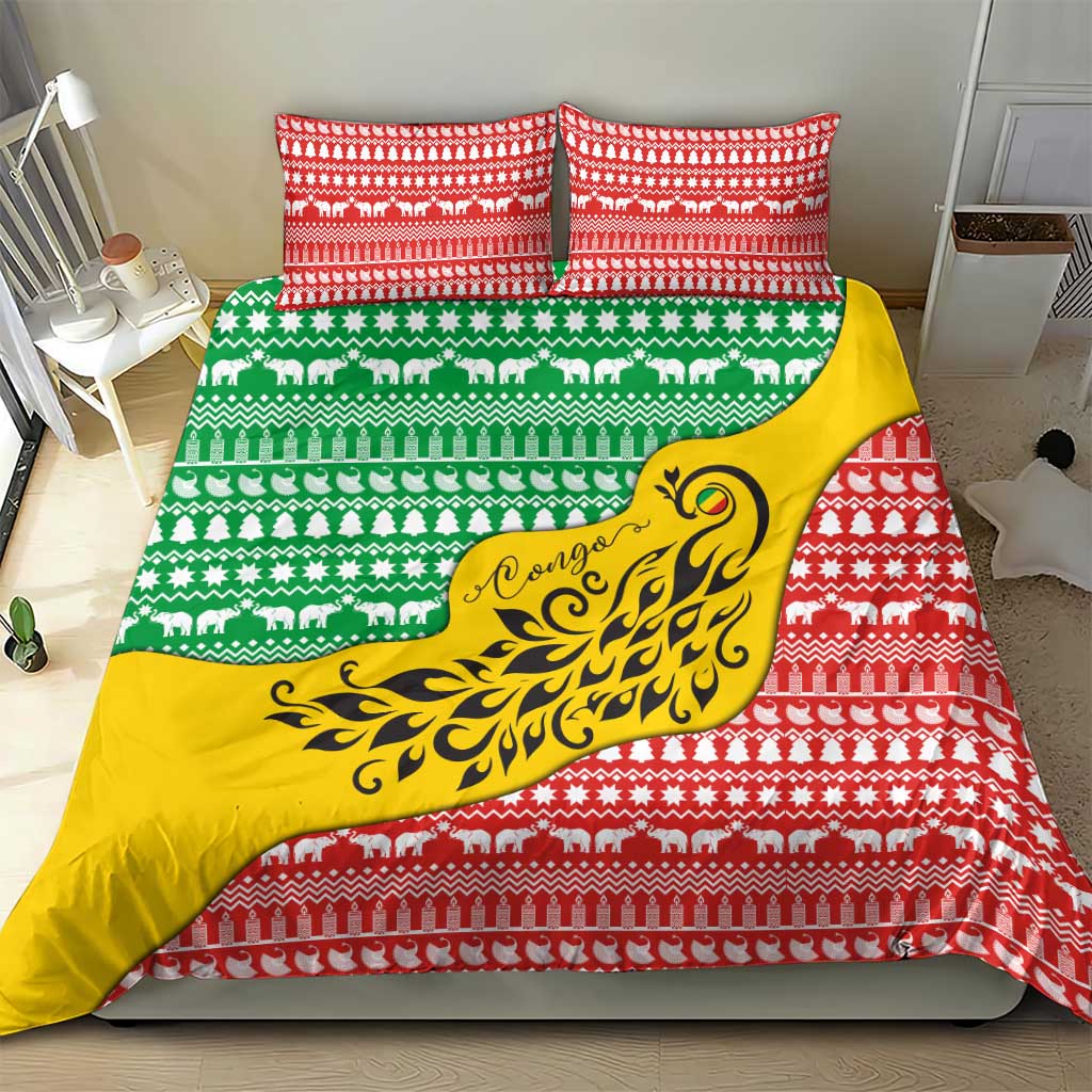 Congo Christmas Bedding Set with Tribal Tree Design Coat of Arms and Animal Pattern - Wonder Print Shop