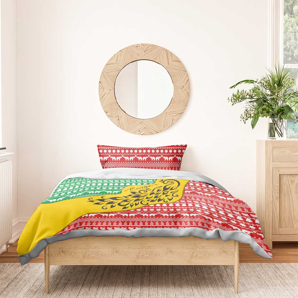 Congo Christmas Bedding Set with Tribal Tree Design Coat of Arms and Animal Pattern - Wonder Print Shop