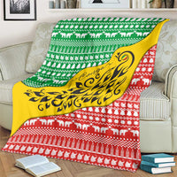 Congo Christmas Blanket with Tribal Tree Design Coat of Arms and Animal Pattern - Wonder Print Shop