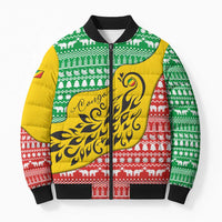 Congo Christmas Bomber Puffer Jacket with Tribal Tree Design Coat of Arms and Animal Pattern - Wonder Print Shop