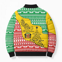 Congo Christmas Bomber Puffer Jacket with Tribal Tree Design Coat of Arms and Animal Pattern - Wonder Print Shop