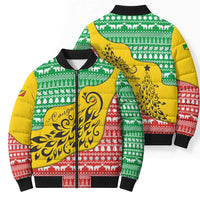 Congo Christmas Bomber Puffer Jacket with Tribal Tree Design Coat of Arms and Animal Pattern - Wonder Print Shop