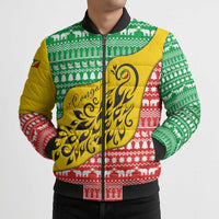 Congo Christmas Bomber Puffer Jacket with Tribal Tree Design Coat of Arms and Animal Pattern - Wonder Print Shop