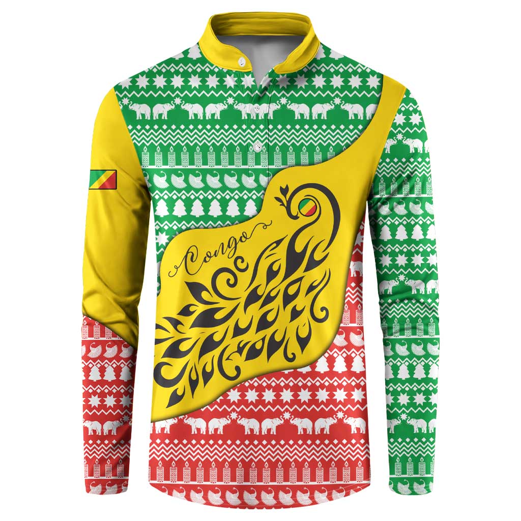 Congo Christmas Button Sweatshirt with Tribal Tree Design Coat of Arms and Animal Pattern - Wonder Print Shop