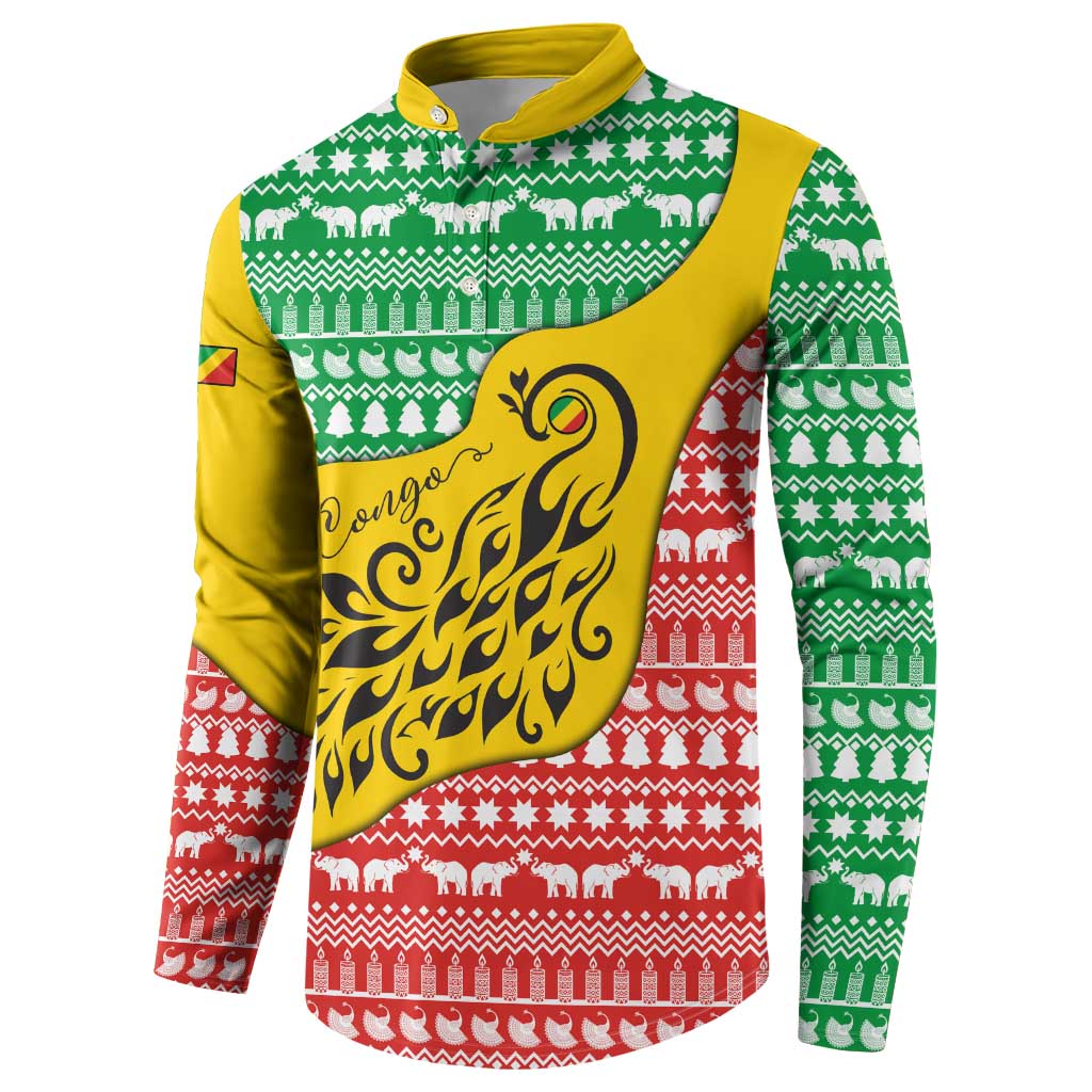 Congo Christmas Button Sweatshirt with Tribal Tree Design Coat of Arms and Animal Pattern - Wonder Print Shop