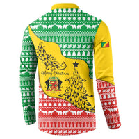 Congo Christmas Button Sweatshirt with Tribal Tree Design Coat of Arms and Animal Pattern - Wonder Print Shop
