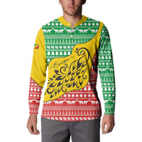 Congo Christmas Button Sweatshirt with Tribal Tree Design Coat of Arms and Animal Pattern - Wonder Print Shop