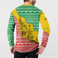 Congo Christmas Button Sweatshirt with Tribal Tree Design Coat of Arms and Animal Pattern - Wonder Print Shop